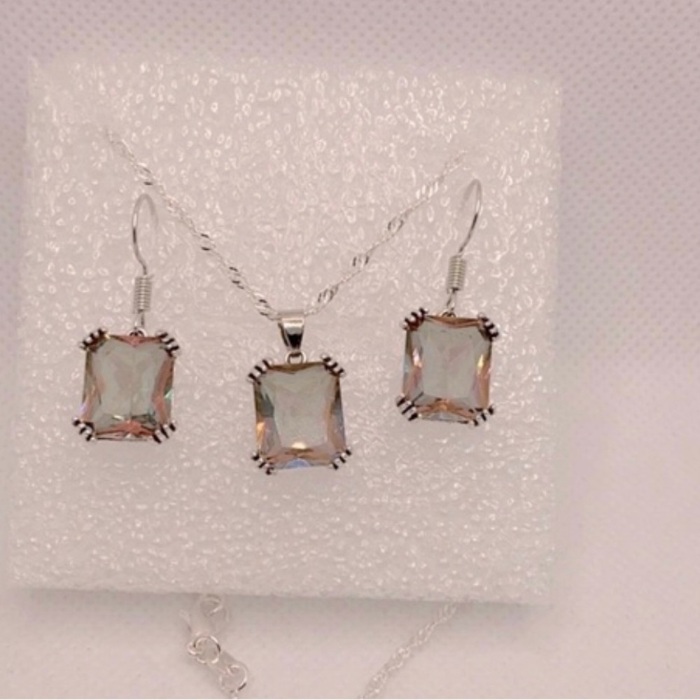 S925 Mystic Rainbow Crystal Pendant Set
